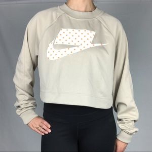 NEW Nike Blocked Logo Cropped Crewneck Sweatshirt
